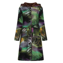 Load image into Gallery viewer, Autumn and Winter Women Printed Long Cotton Jacket  Plus Size Velvet Hoodie