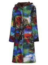 Load image into Gallery viewer, Autumn and Winter Women Printed Long Cotton Jacket  Plus Size Velvet Hoodie