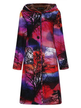 Load image into Gallery viewer, Autumn and Winter Women Printed Long Cotton Jacket  Plus Size Velvet Hoodie