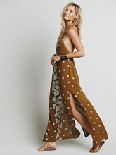 Load image into Gallery viewer, Bohemia Embroidered sequins elegant halter back dress long section