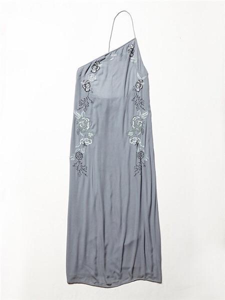 Bohemia Embroidered sequins elegant oneside shoulder long dress