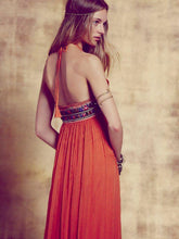 Load image into Gallery viewer, Bohemia style Tulle embroidered halter dress