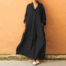 Load image into Gallery viewer, Plus Size Three Colors Ramie Cotton Lapel Linen Loose Long Dress