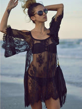 Load image into Gallery viewer, New suspenders lace perspective strapless beach sexy dress blouse