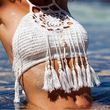 Load image into Gallery viewer, 2018 Beach new Style Bikini top tassel swimsuit knit wrapped bikini suit