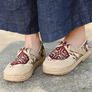 Ethnic Exqusite Embroidery Knitted Sandal Cloth Shoes For Women