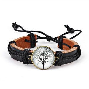 Tree of life 5 type PU leather bohemia style bracelet