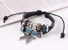 Load image into Gallery viewer, 1PCS Fashion Women Men Vintage Multilayer Butterfly Wood Bead Leather Braided Strand Bracelet