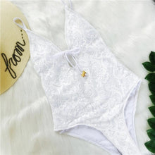 Load image into Gallery viewer, Pure White sexy Lace One Piece swimwear Monokini