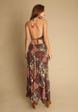 Load image into Gallery viewer, Holiday style floral beach skirt hanging neck long dress print halter skirt