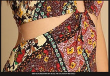 Load image into Gallery viewer, Holiday style floral beach skirt hanging neck long dress print halter skirt