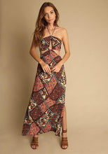 Load image into Gallery viewer, Holiday style floral beach skirt hanging neck long dress print halter skirt