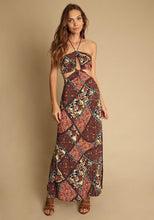 Load image into Gallery viewer, Holiday style floral beach skirt hanging neck long dress print halter skirt