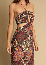 Load image into Gallery viewer, Holiday style floral beach skirt hanging neck long dress print halter skirt