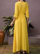 Load image into Gallery viewer, Deep V Neck Lace Up Maxi Dress