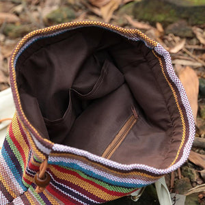 Ethnic Coloful Lacing Splicing Handbag Backpack For Women