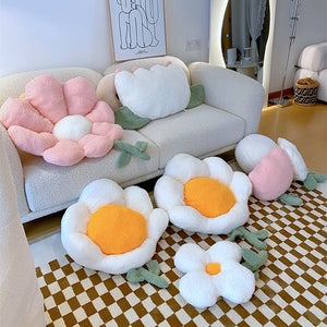 Flower Pillow Office Chair Lumbar Back Cushion Cute Plush Sofa Throw Pillows Soft Elastic Decor Cushions Winter Oreiller