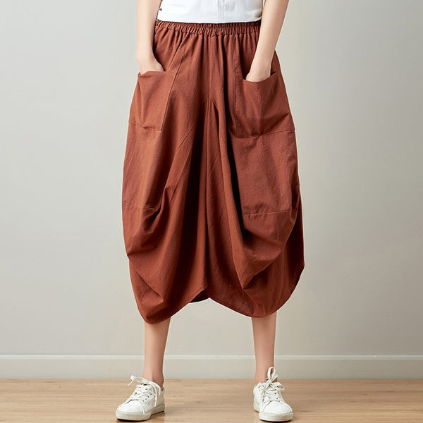 New Summer Skirts Casual Plaid Bud Pockets Multicolor Pleated Skirt Knee-length Natural Comfortable Women Skirt