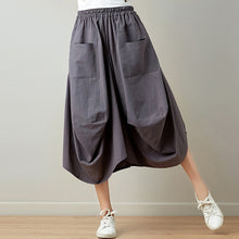 Load image into Gallery viewer, New Summer Skirts Casual Plaid Bud Pockets Multicolor Pleated Skirt Knee-length Natural Comfortable Women Skirt