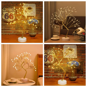 LED Night Light Mini Christmas Twinkling Tree Copper Wire Garland Lamp For Holiday Home Kids Bedroom Decor Luminary Fairy Lights