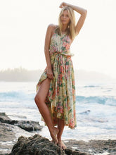 Load image into Gallery viewer, Floral Round Neck Backless Backless Maxi Dresses
