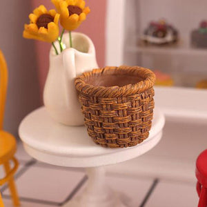 Mini 1/12 Cute Dollhouse Rattan Frame Hand-woven Vegetable Food Storage Basket Dolls Miniature For Dollhouse Decals