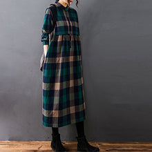 Load image into Gallery viewer, New  Autumn Winter Women Dress Vintage Plaid Casual Loose Fashion Cotton Linen Long Sleeve Elegant Ladies Dresses Clothing
