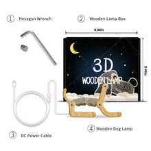 Load image into Gallery viewer, New Dog Folding Wood 3d Lamp Bedroom Children&#39;s Room Christmas Gift  3d Night Table Lamps For Bedroom Korean Desk Lamp