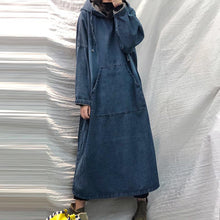 Load image into Gallery viewer, New Women Spring Autumn Long-sleeved Denim Dress Female Button Pocket Vintage Casual Baggy Ladies Streetwear Midi Robe