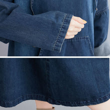 Load image into Gallery viewer, New Women Spring Autumn Long-sleeved Denim Dress Female Button Pocket Vintage Casual Baggy Ladies Streetwear Midi Robe