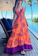 Load image into Gallery viewer, Summer women's fashion print V-neck slip dress