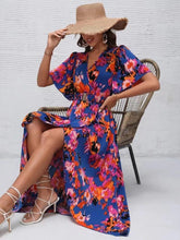 Load image into Gallery viewer, New short-sleeved V-neck pullover irregular beach dress for summer