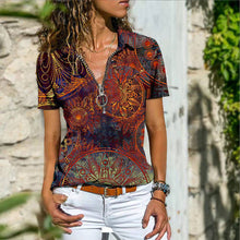 Load image into Gallery viewer, Bohemian West Ethnic Zip Short Sleeve T-Shirt