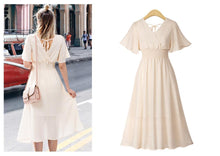 Load image into Gallery viewer, Chiffon V Neck Short Sleeve Summer Beach Dress