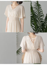 Load image into Gallery viewer, Chiffon V Neck Short Sleeve Summer Beach Dress