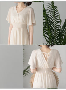 Chiffon V Neck Short Sleeve Summer Beach Dress