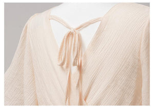 Chiffon V Neck Short Sleeve Summer Beach Dress