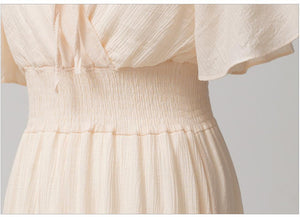 Chiffon V Neck Short Sleeve Summer Beach Dress