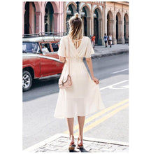 Load image into Gallery viewer, Chiffon V Neck Short Sleeve Summer Beach Dress