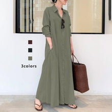 Load image into Gallery viewer, New solid color simple loose casual long shirt dress