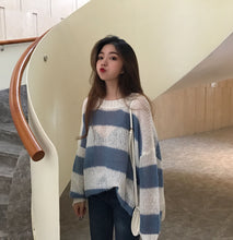 Load image into Gallery viewer, Winter Loose Contrast Stripes Thin Section Sweater