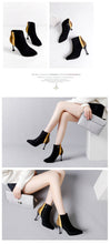 Load image into Gallery viewer, Color matching pointed high heel Martin boots