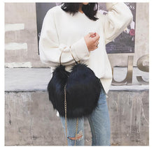 Load image into Gallery viewer, Autumn And Winter One Shoulder Slung Portable Plush Bucket Bag