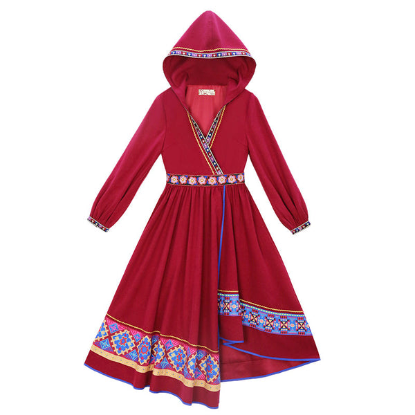 Retro ethnic women's dress embroidered women's new style in autumn and winter