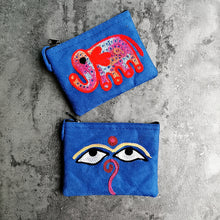 Load image into Gallery viewer, Nepali Hand-embroidered Suede Ethnic Style Mini Coin Purse Pocket Card Bag Short Fabric Coin Bag