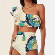 Load image into Gallery viewer, Bikini women's double layer large lotus leaf split swimsuit