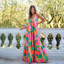 Load image into Gallery viewer, Deep V Backless Dress Bohemian Floral Sling Dress