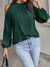 Load image into Gallery viewer, New women's net color ruffle round neck, long sleeves, creased pleats, off-the-shoulder fashion blouse