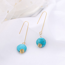 Load image into Gallery viewer, Ethnic Turquoise Earrings Feature Copper Wire Handmade Tibetan Earrings Retro Earrings Ear Clip Earrings