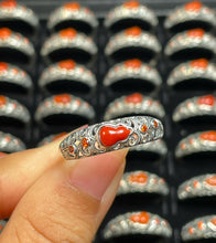 Load image into Gallery viewer, Natural Red Agate Gourd Ring Women&#39;s S925 Sterling Silver Fulu Openwork Retro Design Ring